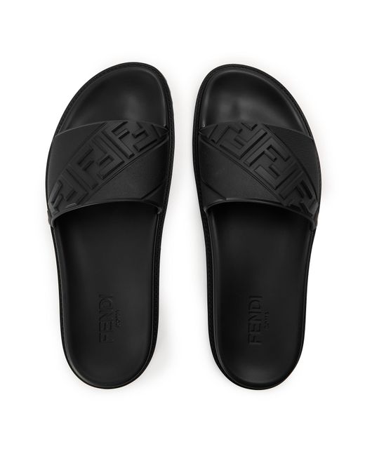 Fendi Black Solid Color Slippers for men