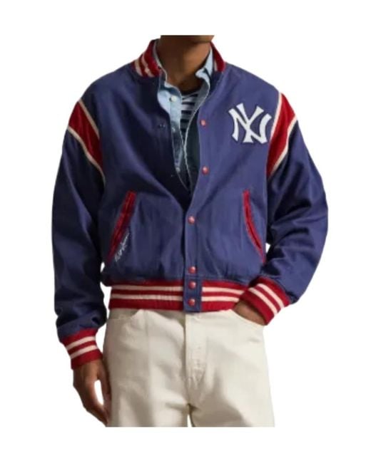 Polo Ralph Lauren Blue X Ny Yankees Snap-Button Bomber Jacket for men