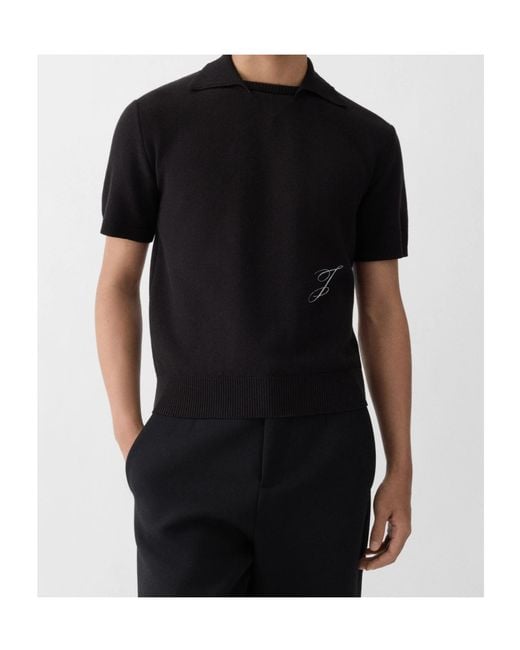Jacquemus Black Short-Sleeved Knit Polo Shirt for men