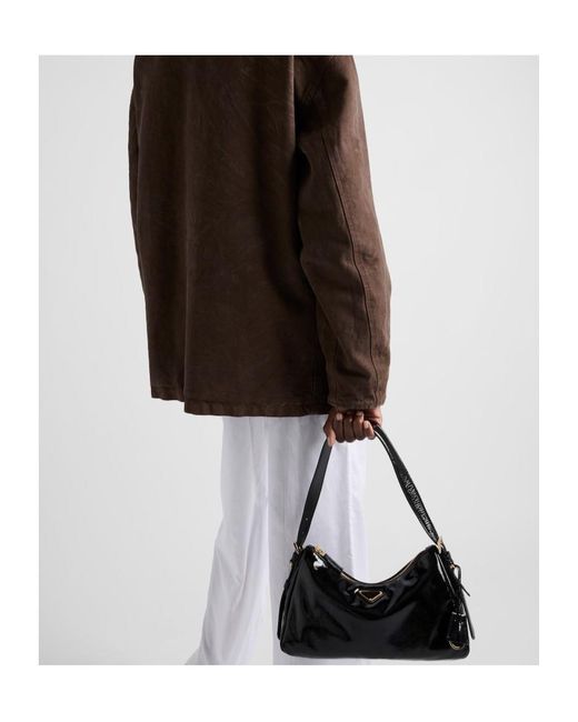 Prada Black Aimée Medium Naplak Leather Shoulder Bag