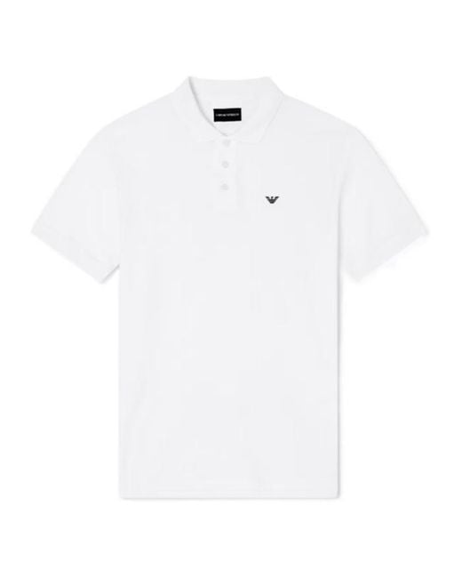 Emporio Armani White Logo-Embroidered Polo Shirt for men