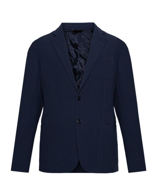 Giorgio Armani Blue Single-Breasted Knitted Jacket for men