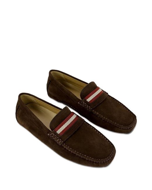 Bally Brown Logo Business Casual Shoes for men