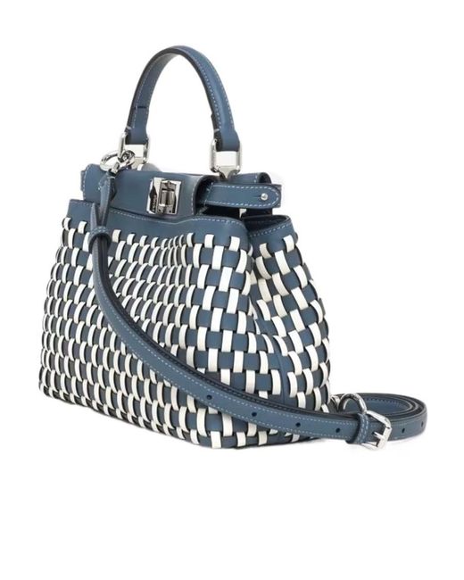 Fendi Blue Peekaboo Mini Tote Bag