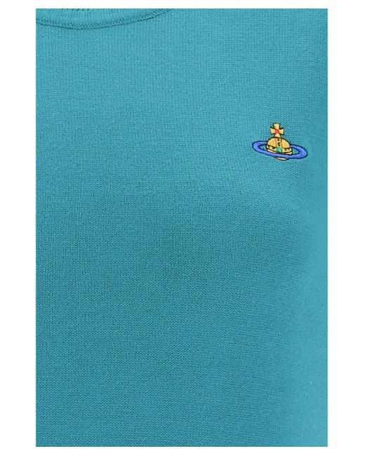 Vivienne Westwood Blue Orb Embroidered Knitted Top