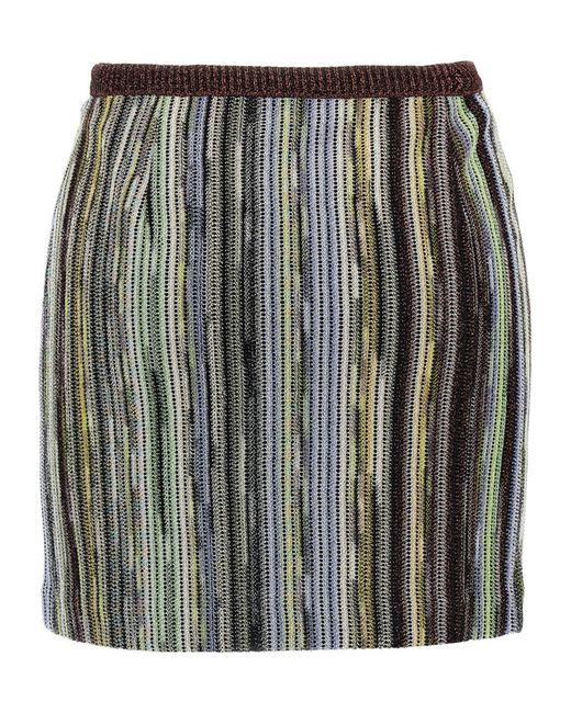 Missoni Black Striped Side Buttoned Mini Skirt