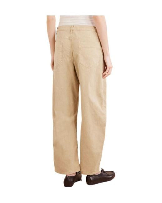 Nili Lotan Natural Tribeca Twill Barrel-Leg Pants