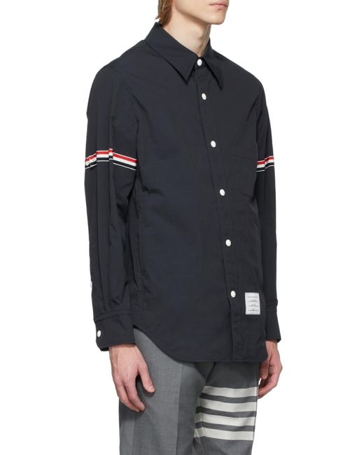 Thom Browne Blue Snap Front Over Shirt Jacket for men