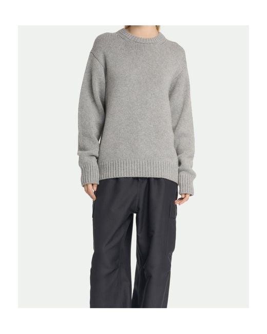 Malo Gray Ribbed-Knit Crew-Neck Sweater