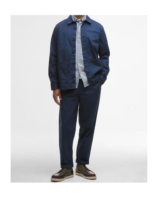 Barbour Blue Elastic Waist Trousers for men
