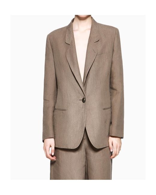 Giorgio Armani Brown Single-Breasted Tailored Blazer