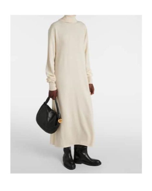 Jil Sander White Knitted Cashmere Midi Dress