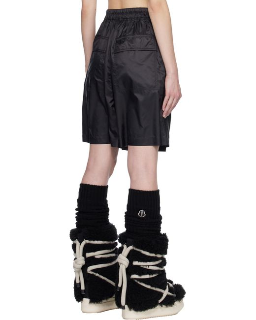 Moncler Black Moncler Rick Owens Logo Embroidered Drawstring Shorts for men