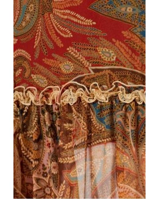 Etro Brown Paisley Ruffled Maxi Skirt