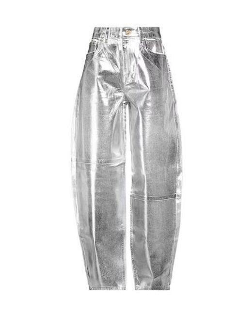 Ganni Gray Metallic Straight-Leg Jeans