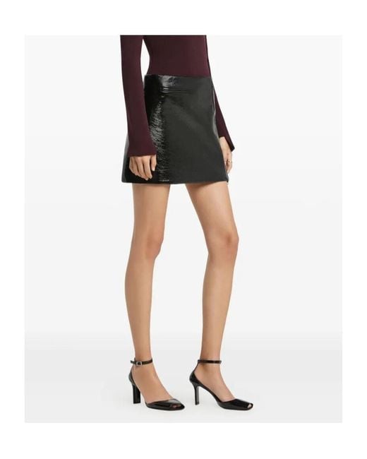 Courreges Black Courrèges A-Line Shaped Vinyl Mini Skirt