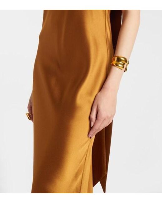 Galvan Brown Sienna Halterneck Satin Gown