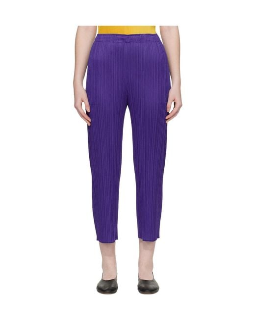 Pleats Please Issey Miyake Purple Pleated Casual Pants