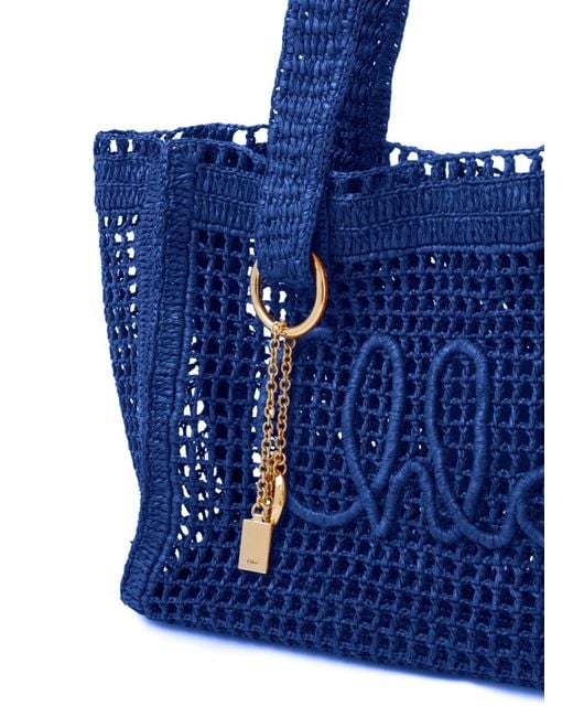 Chloé Blue Openwork Mesh Tote Bag