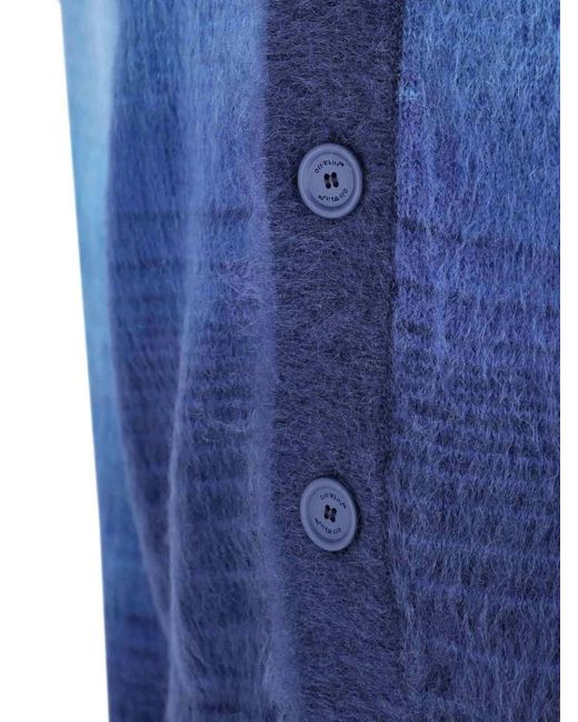 Off-White c/o Virgil Abloh Blue V-Neck Button-Up Cardigan for men