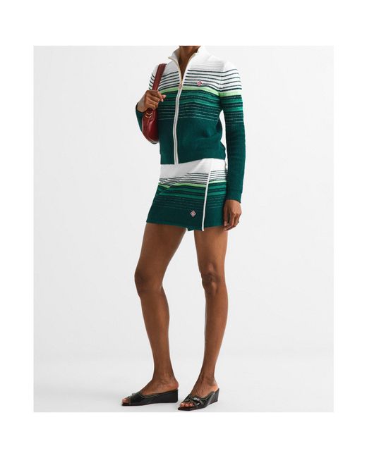Casablanca Green Striped Wrap-Front Mini Skirt