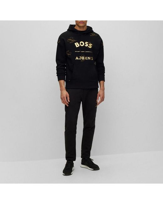 Boss Blue X Ajbxng Logo-Print Hoodie for men