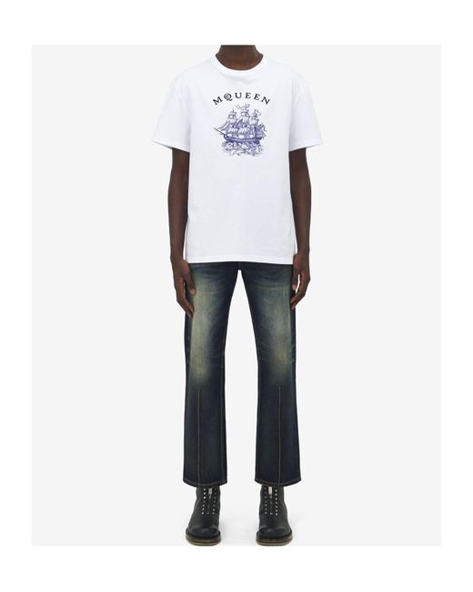 McQueen White Sailor Tattoo T-Shirt for men