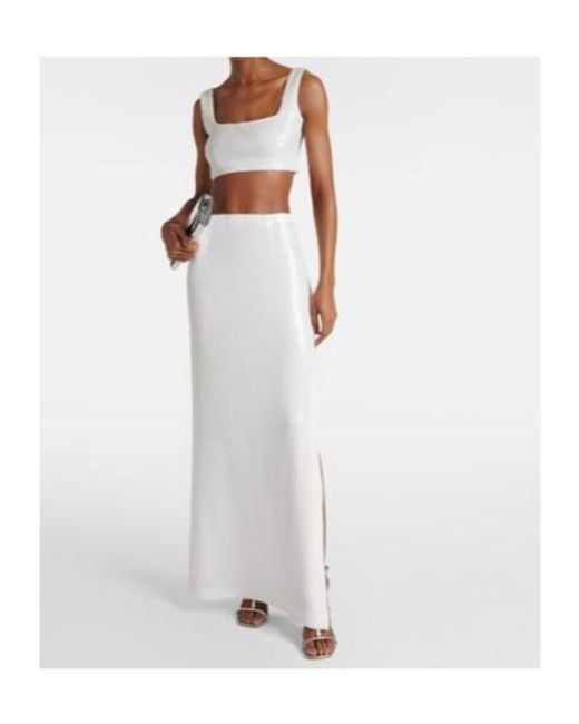 Galvan White Bridal Beating Heart Sequined Maxi Skirt