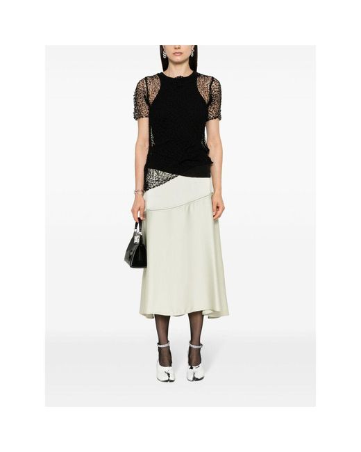 Maison Margiela Black Dot-Embroidered Semi-Sheer Top
