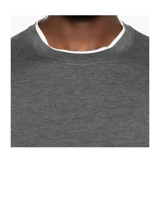 Brunello Cucinelli Gray Crewneck Straight Hem T-Shirt for men