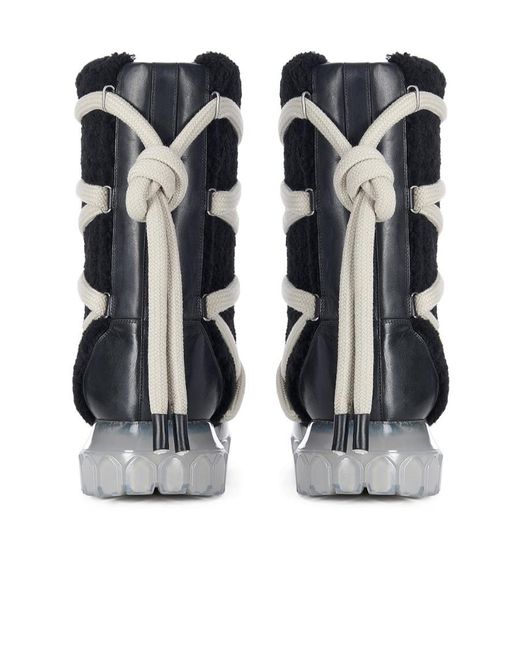 Rick Owens Black Lunar Tractor Calf-Length Boots