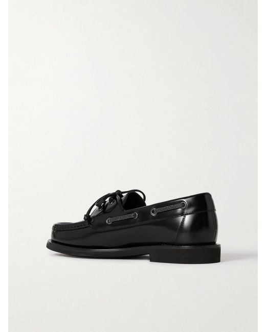 Brunello Cucinelli Black Lace-Up Loafers