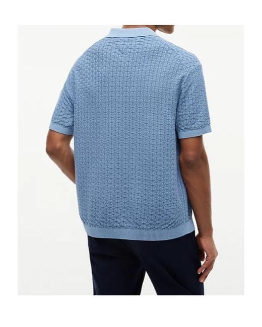 Tommy Hilfiger Blue Basket-Weave Polo Shirt for men