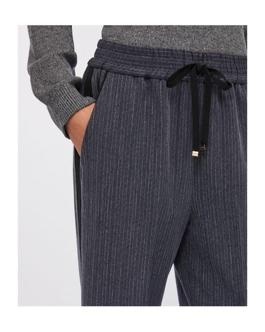 Liu Jo Blue Pinstripe Flannel Trousers