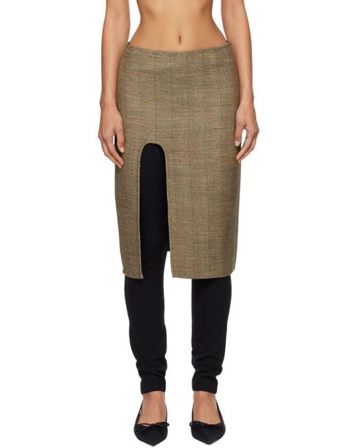 Stella McCartney Gray Side-Slit Tweed Skirt
