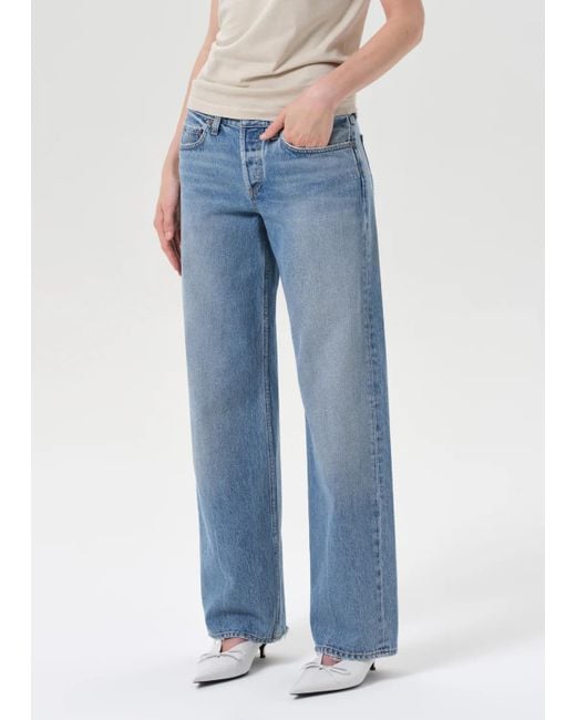 Agolde Blue Low-Waist Straight Jeans