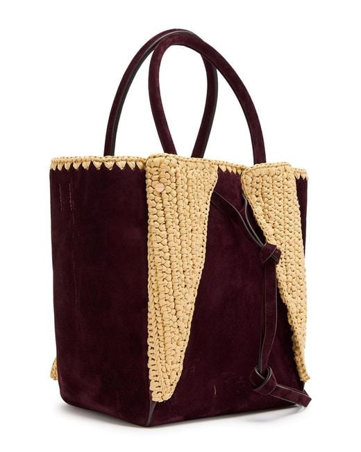 Gabriela Hearst Black Marija Small Raffia And Suede Tote Bag