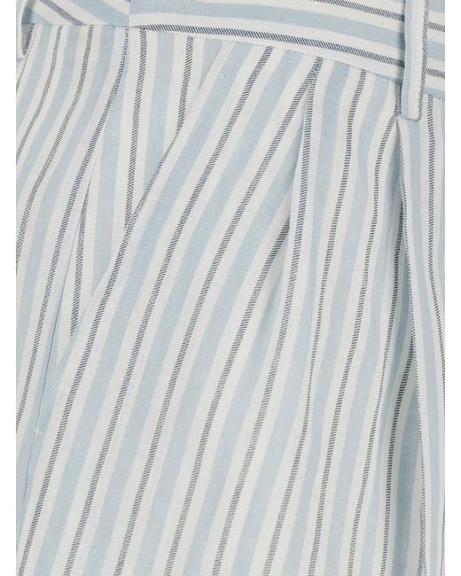 Semicouture Gray Semi Couture High-Waist Striped Shorts