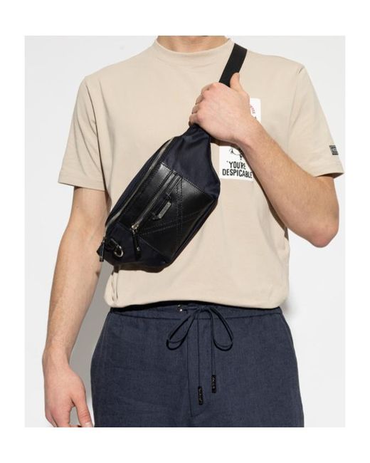 Iceberg Blue Quilted Zip Belt Messenger Bag for men