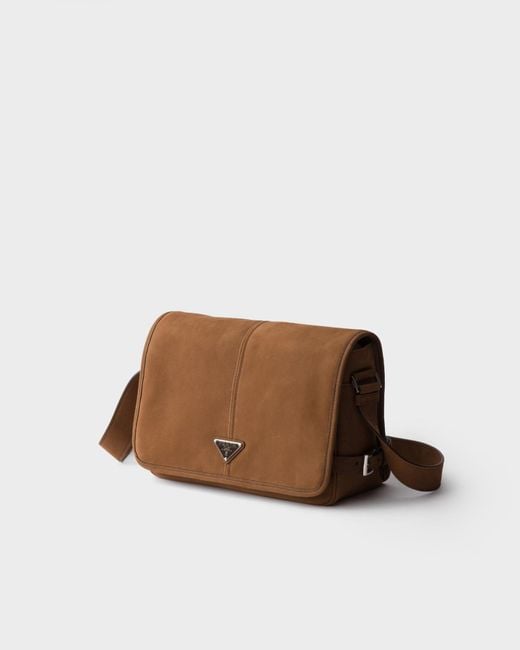 Prada Brown Nubuck Leather Shoulder Bag for men