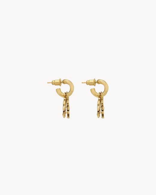 Saint Laurent Metallic Cassandre Lucky Charm Hoop Earrings