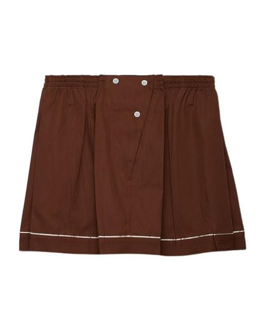 Prada Brown Elasticated Waistband Mini Skirt