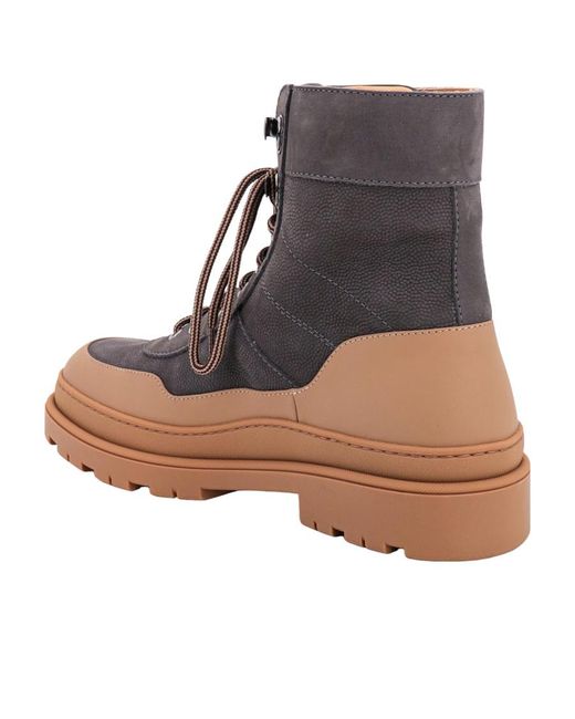 Brunello Cucinelli Brown Two-Toned Lace-Up Boots for men