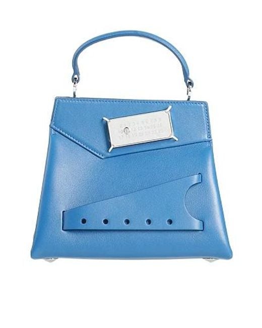 Maison Margiela Blue Small Leather Tote Bag