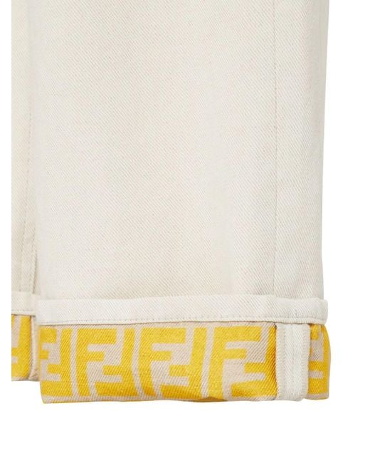 Fendi White Logo Detailed Straight-Leg Jeans