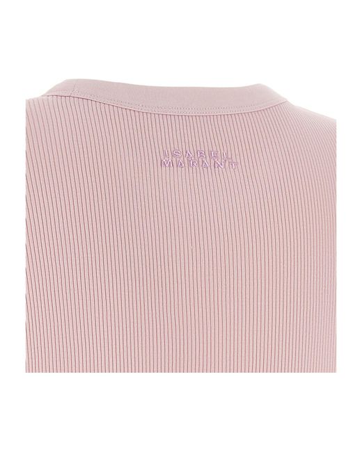 Isabel Marant Pink Slim Fit Fine Ribbed Top
