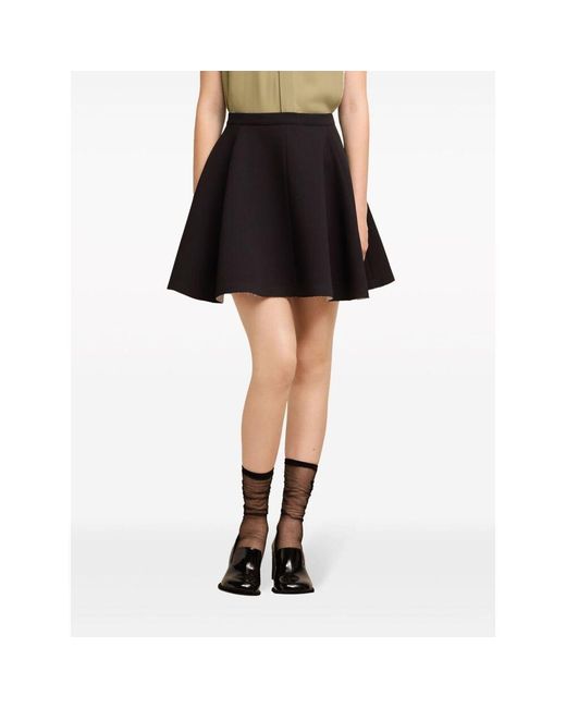 AMI Black High-Waist Pleated Skirt