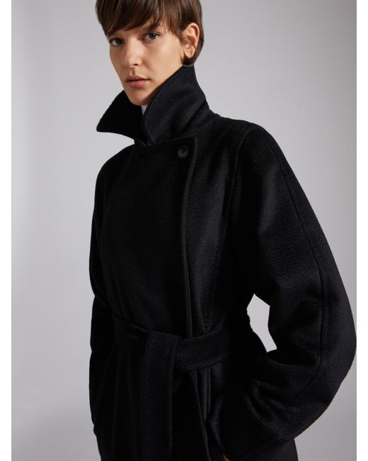 Max Mara Black Tie A Belt Overcoat