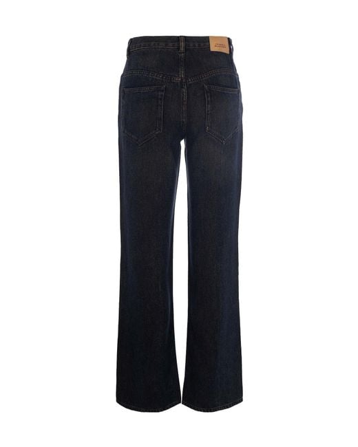 Isabel Marant Blue Logo Patch Flared Jeans