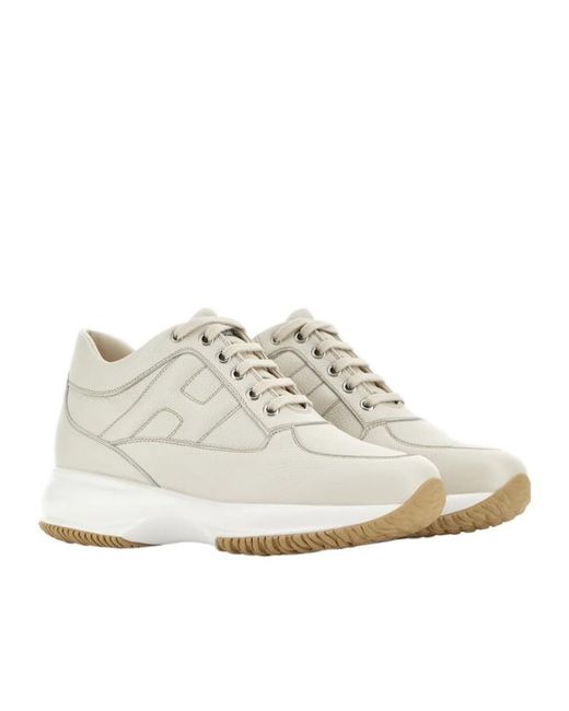 Hogan White Interactive Logo Embossed Sneakers